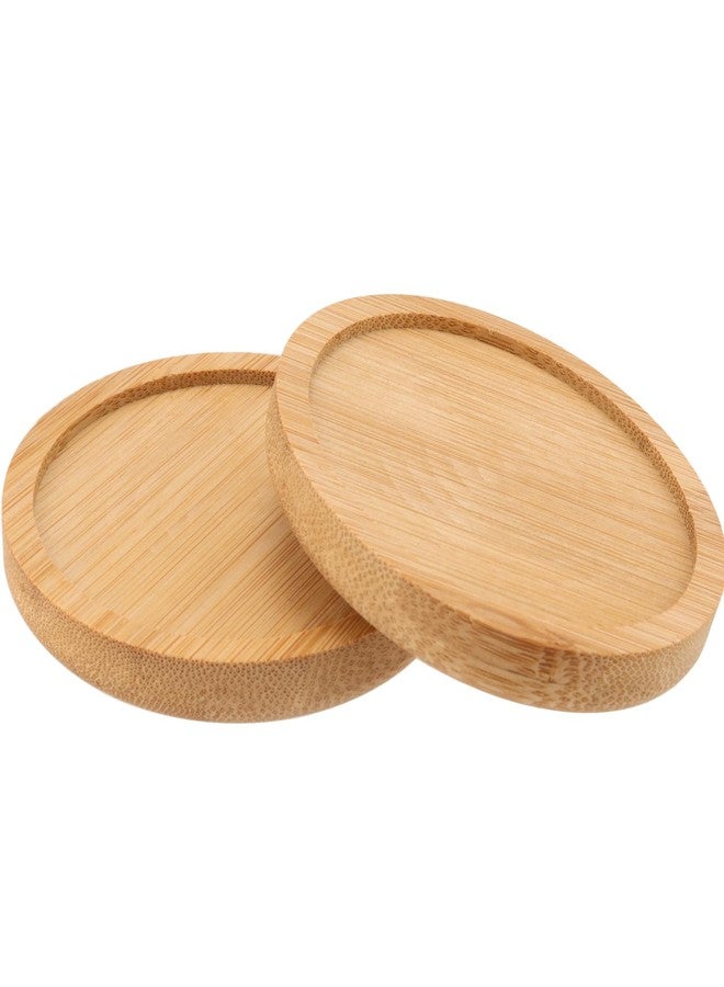 HOIGON 30 Pack Round Bamboo Coasters, 4 Inch Natural Wooden Coasters, Round Bamboo Tray Saucer Set for Drinks, Crafts, Succulents - Image 4